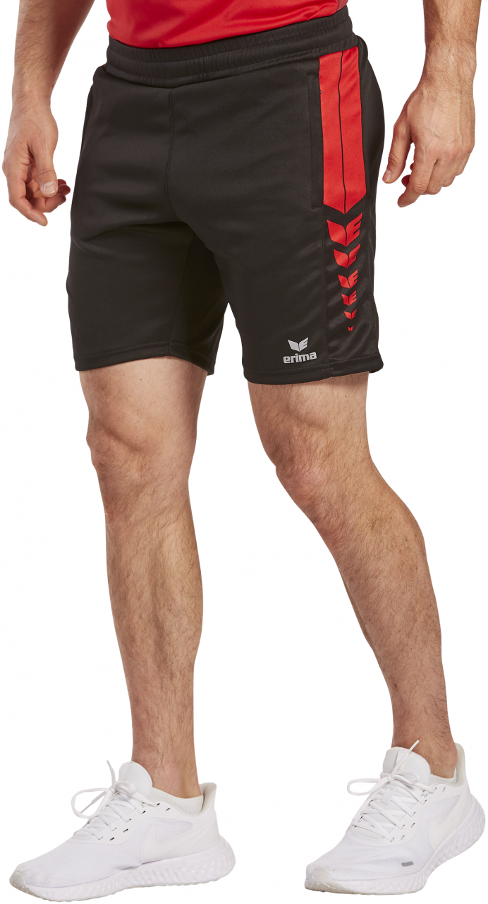 ERIMA SIX WINGS Worker Short – schwarz/rot (Am Modell)