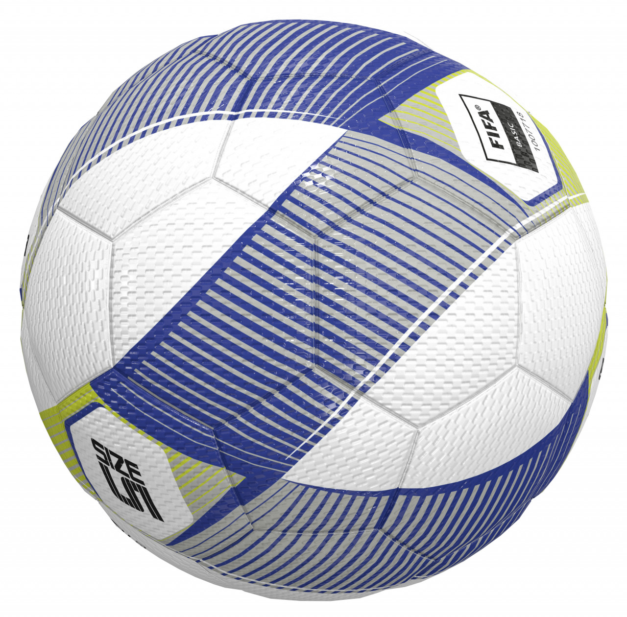 ERIMA HYBRID Training 2.0 Fußball – metallic blue/silver/lime (Gr. 5) (Seite links)