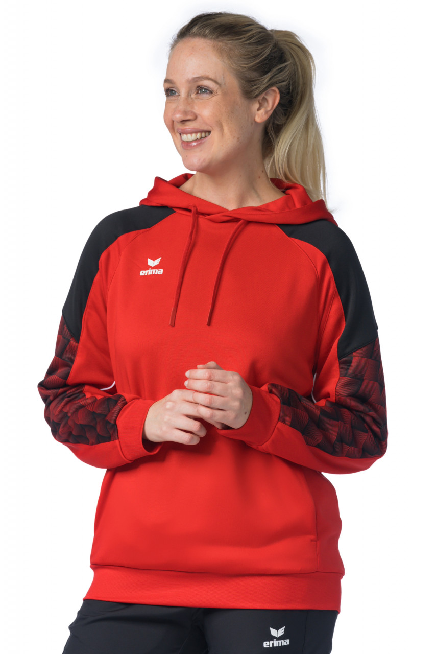 ERIMA EVO STAR Kapuzensweat – rot/schwarz (Am Modell)
