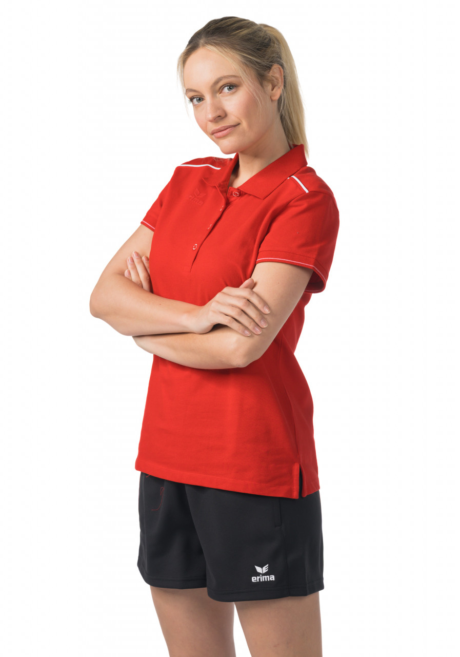 ERIMA CMPT Poloshirt – rot/weiß (Am Modell)