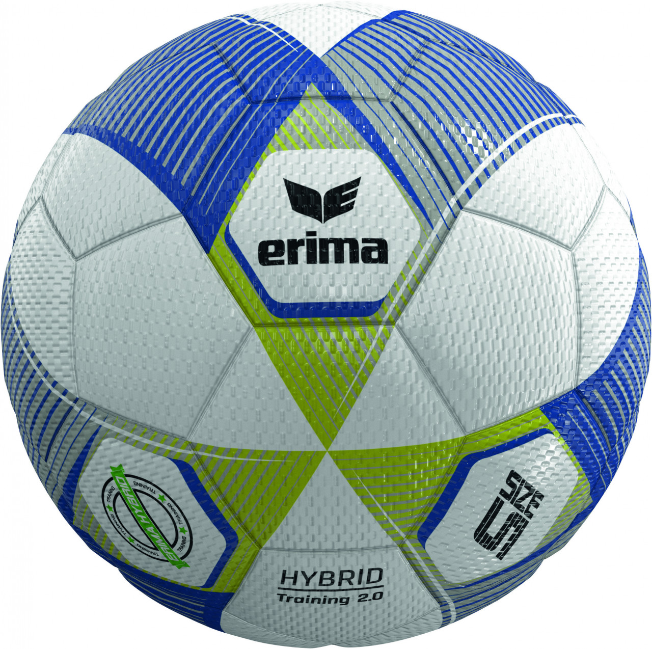 ERIMA HYBRID Training 2.0 Fußball – metallic blue/silver/lime (Gr. 5) (Front)