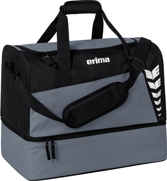 ERIMA SIX WINGS Sporttasche mit Bodenfach – slate grey/schwarz (Front)