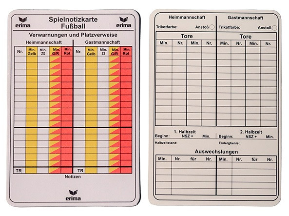 ERIMA Spielnotizkarten Fussball – weiß (Front)