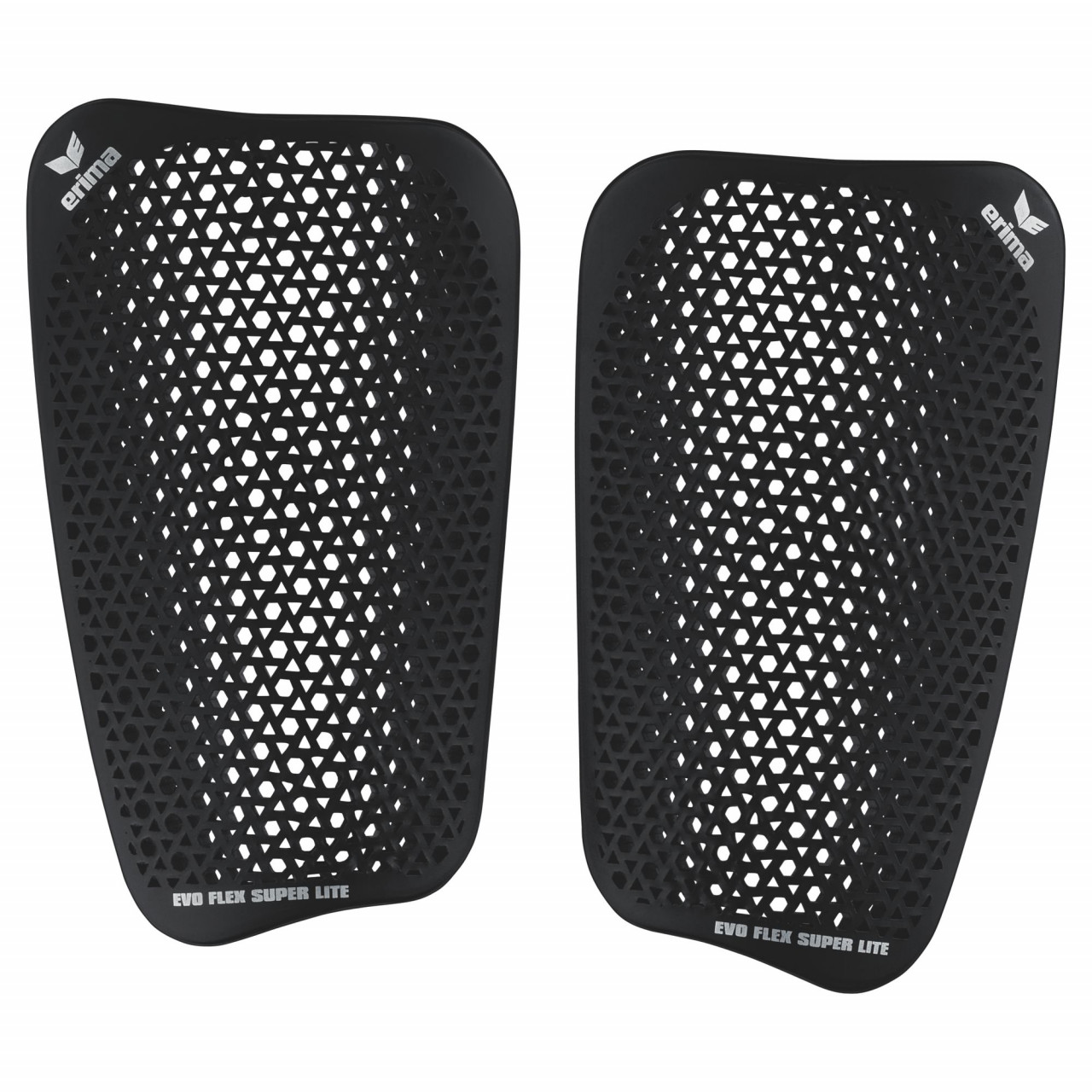 ERIMA Evo Flex Superlite Schienbeinschoner – schwarz/silber (Front)