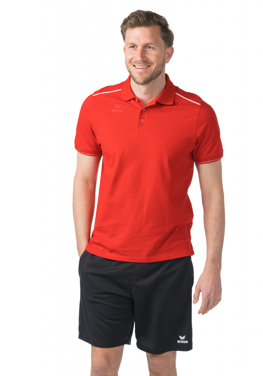 ERIMA CMPT Poloshirt – rot/weiß (Am Modell)