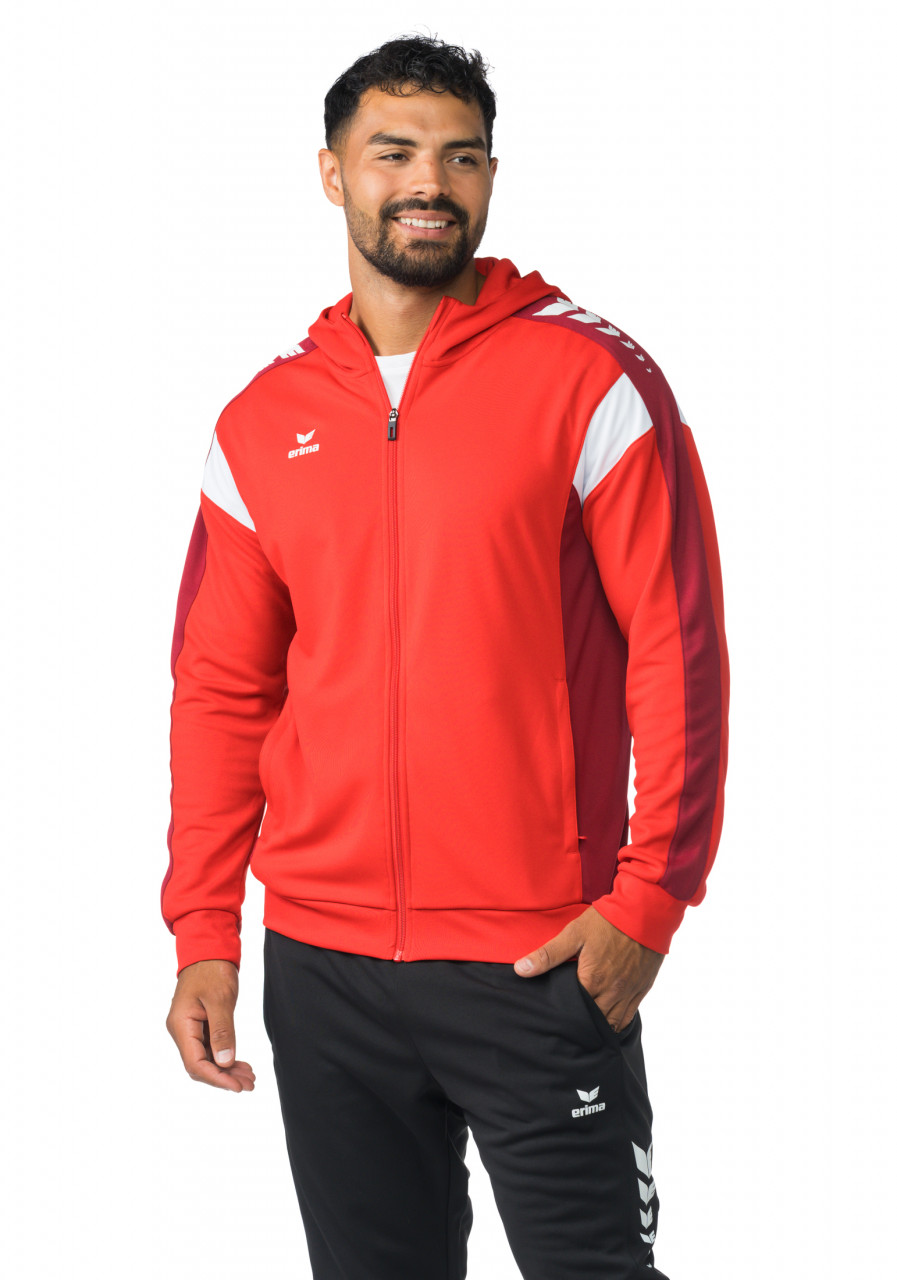 ERIMA CELEBRATE 125 Trainingsjacke mit Kapuze – rot/new bordeaux (Am Modell)