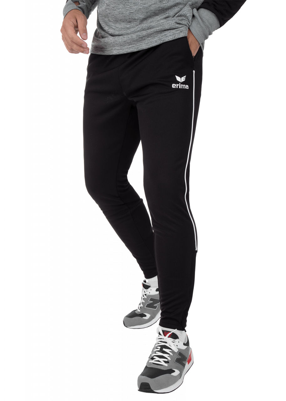 ERIMA Trainingshose mit Wadeneinsatz & Piping 2.0 – schwarz (Am Modell)