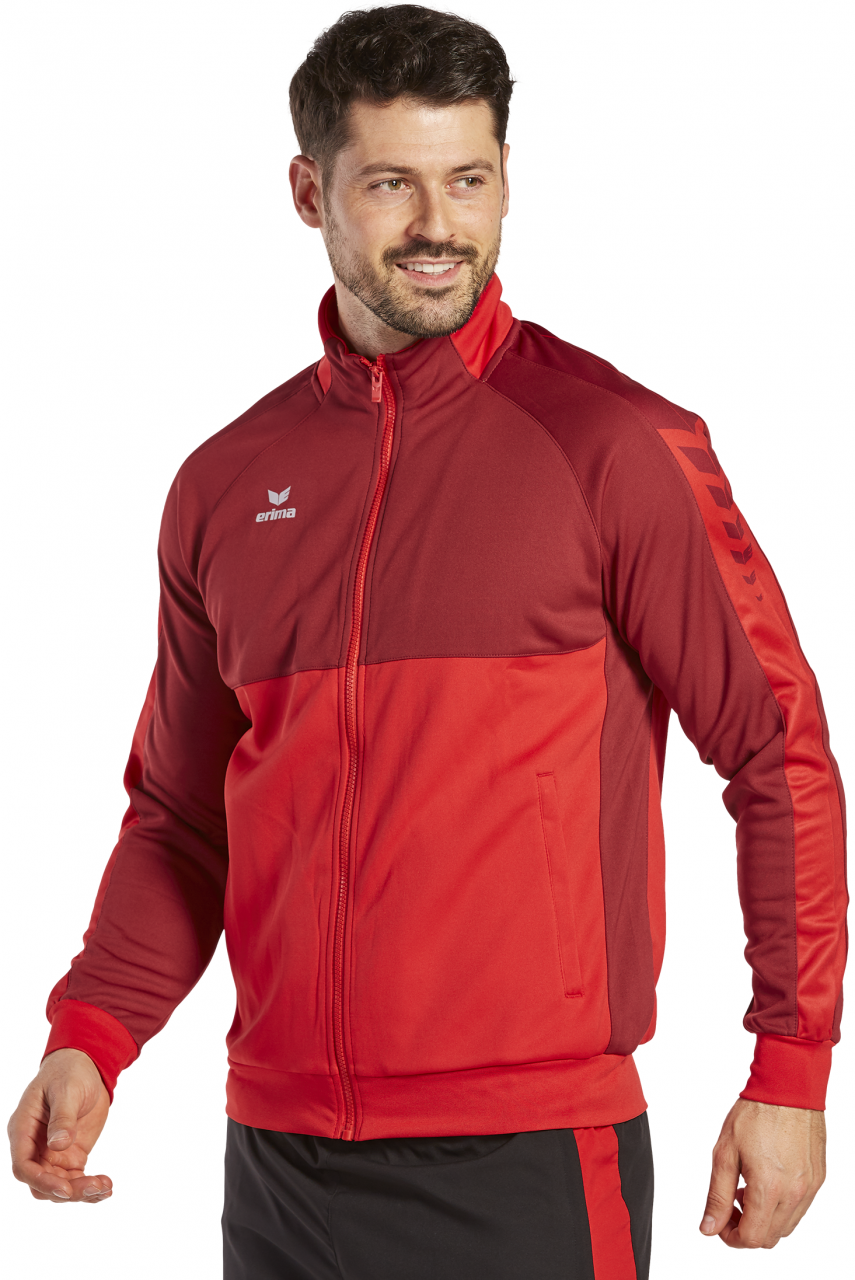 ERIMA SIX WINGS Worker Jacke – rot/bordeaux (Am Modell)