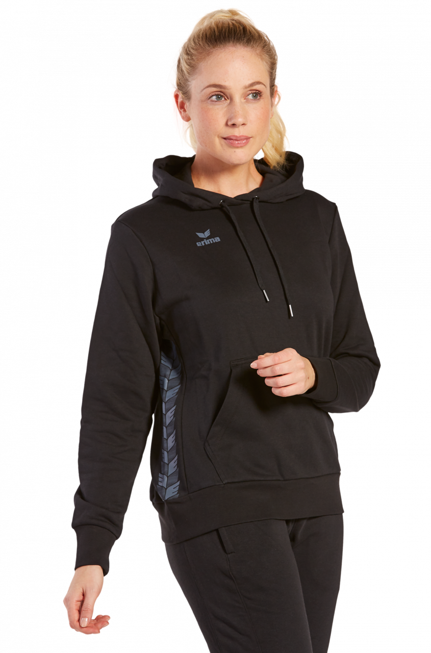 ERIMA Essential Team Kapuzensweat – schwarz/slate grey (Am Modell)