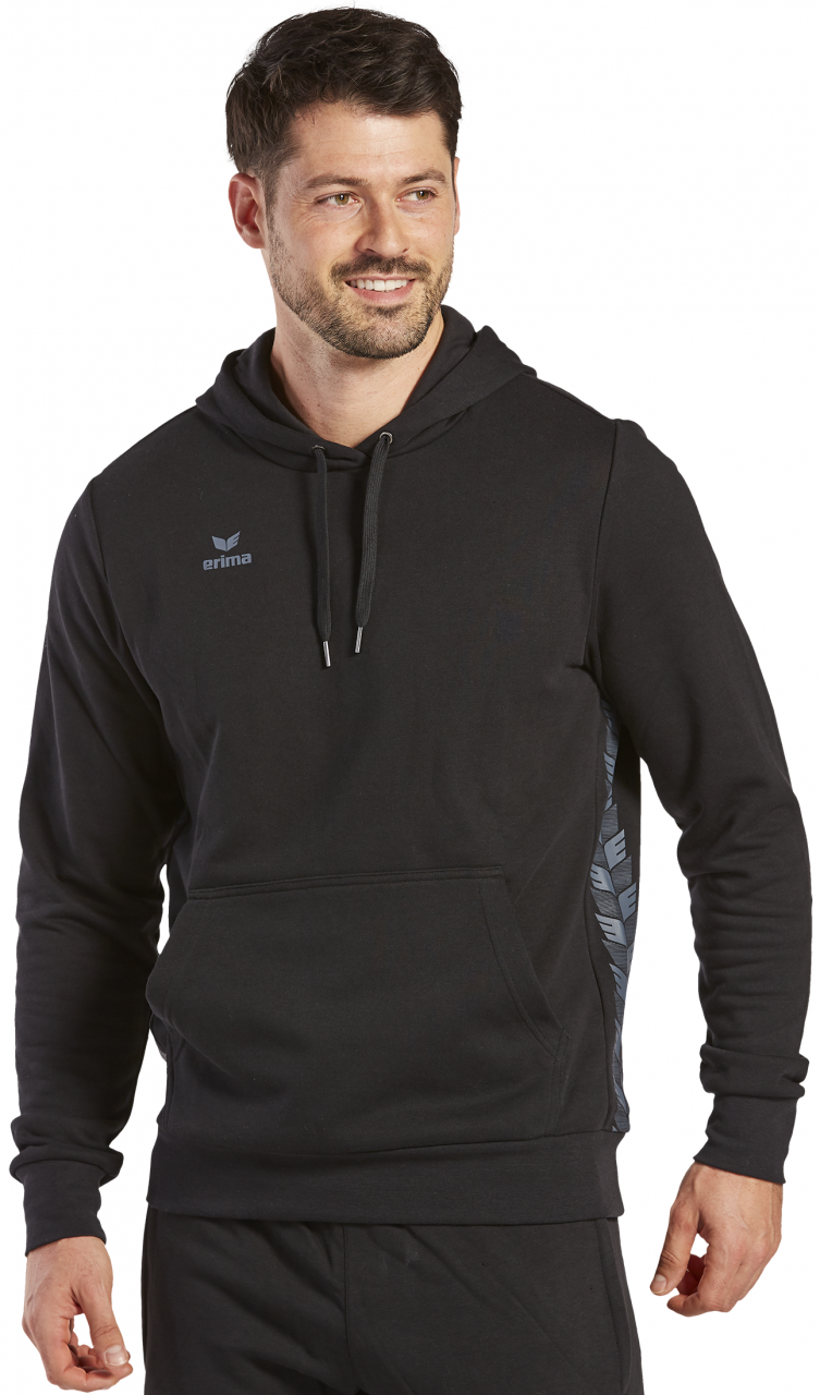 ERIMA Essential Team Kapuzensweat – schwarz/slate grey (Am Modell)