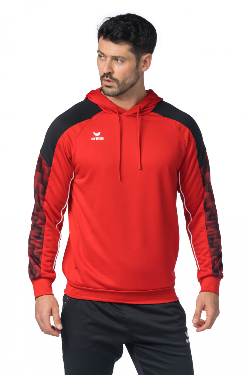 ERIMA EVO STAR Kapuzensweat – rot/schwarz (Am Modell)